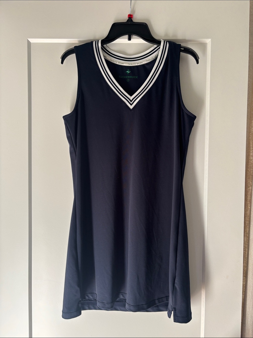 Tuckernuck Navy Sleeveless V-Neck Athleric Dress with White Trim